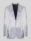 Ivory Silver Crystal Medallion Peak-Lapel Tuxedo Jacket 07