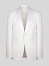 Ivory Diamond-Texture Satin Shawl-Collar Tuxedo Jacket 07