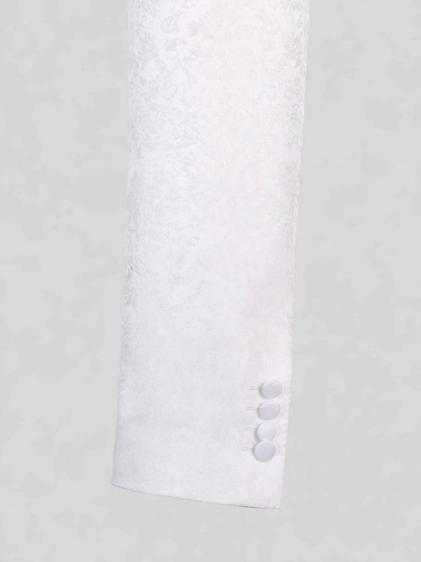 Ivory Jacquard Jetted-Pocket Satin Shawl-Collar Tuxedo Jacket 10