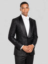 Onyx Glitter-Tweed Satin Shawl-Collar Single-Button Tuxedo Jacket 03