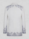 Ivory Silver Crystal Floral Shawl-Collar Tuxedo Jacket 09