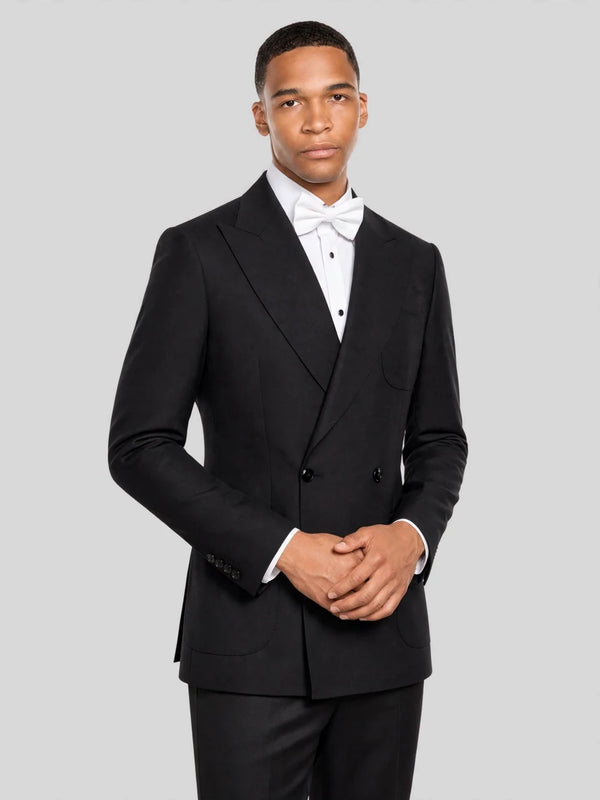 Onyx Patch-Pocket Two-Button Peak-Lapel Double-Breasted Tuxedo Jacket 03