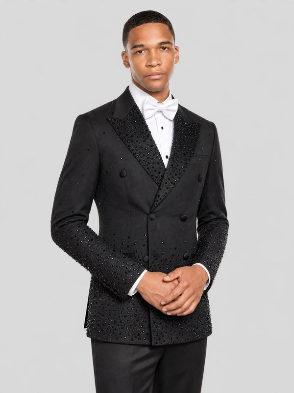 Onyx Jet Bead-Gradient Peak-Lapel Double-Breasted Tuxedo Jacket 03
