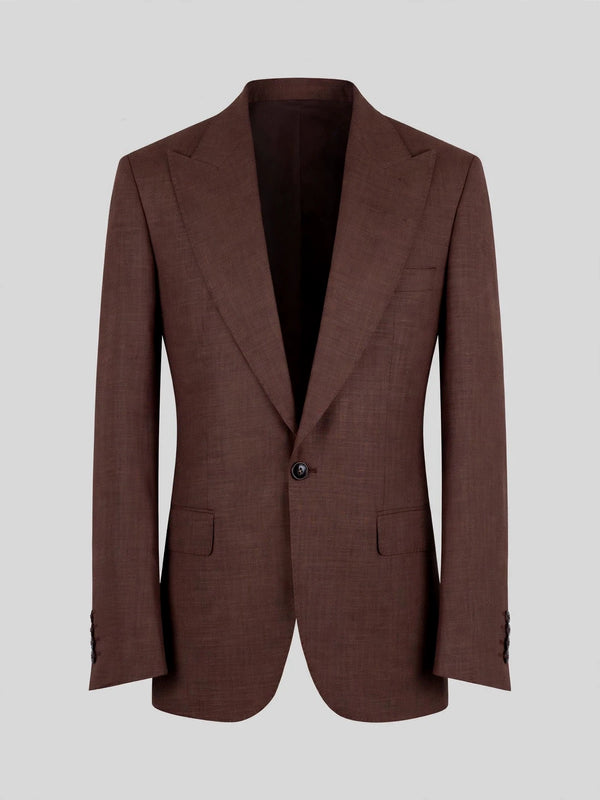 Chestnut Brown Single-Button Notch-Lapel Suit Jacket 07