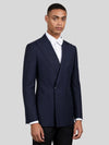 Midnight Navy Patch-Pocket Pick-Stitch Peak-Lapel Double-Breasted Tuxedo Jacket 03