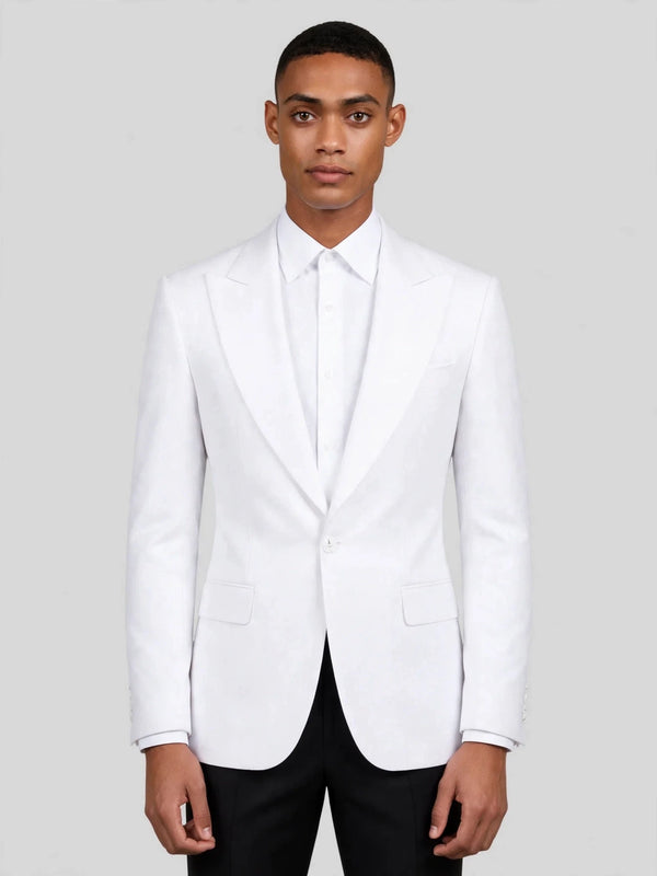 Snow White One-Button Peak-Lapel Suit Jacket 01