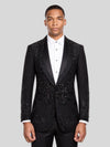 Onyx Jet Floral-Vine Shawl-Collar Tuxedo Jacket 01