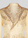 Cream Gold Crystal Cascade Peak-Lapel Double-Breasted Tuxedo Jacket 08