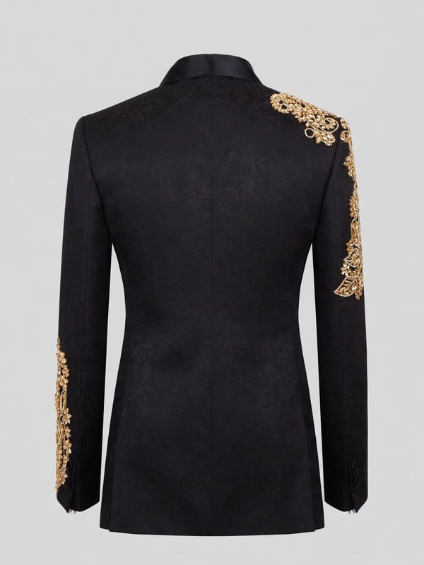 Onyx Gold Shawl-Collar Tuxedo Jacket 09