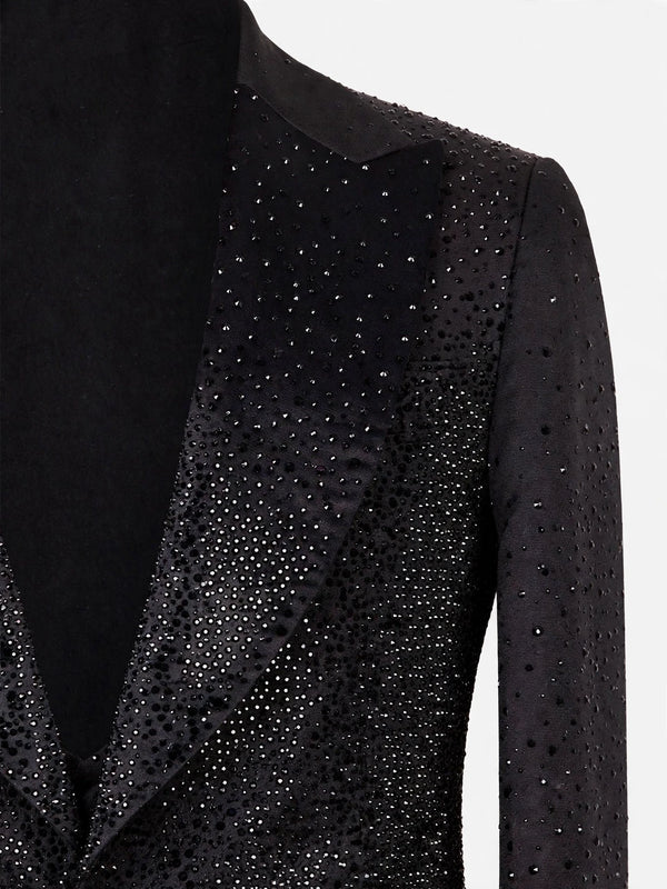 Onyx Jet Crystal-Dot Peak-Lapel Tuxedo Jacket 08