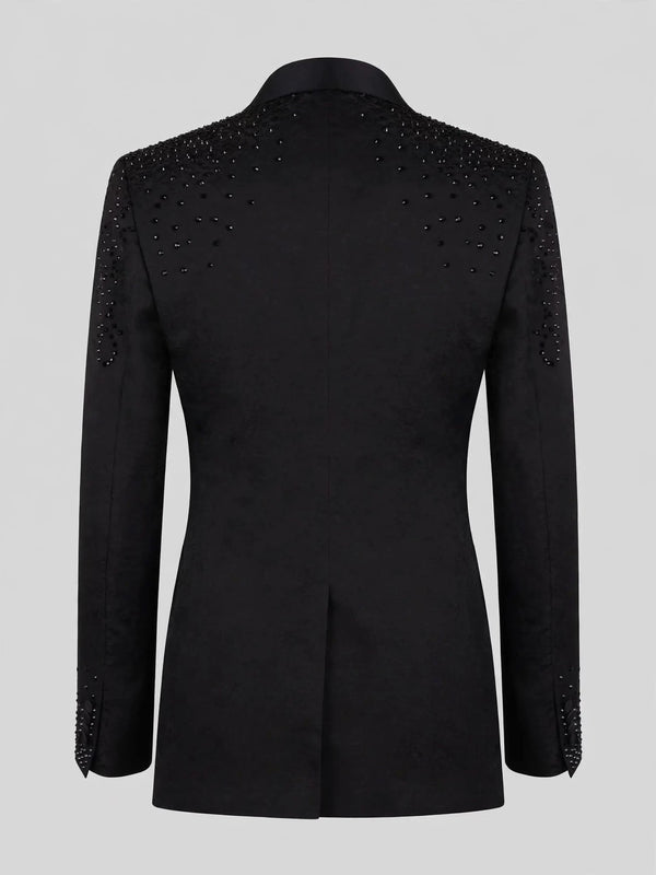 Onyx Jet Scatter Shawl-Collar Tuxedo Jacket 09