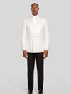Ivory Textured Satin Shawl-Collar Double-Breasted Tuxedo Jacket - cover