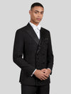 Onyx Jet Half-Bead Diagonal Peak-Lapel Double-Breasted Tuxedo Jacket 03