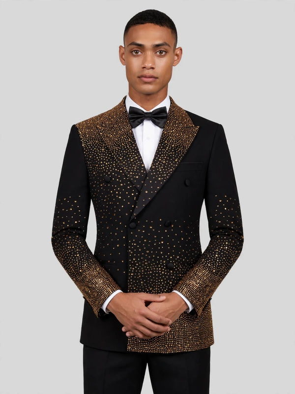 Onyx Gold Gradient Crystal-Dot Peak-Lapel Double-Breasted Tuxedo Jacket 02