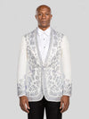 Ivory Silver Crystal Floral Shawl-Collar Tuxedo Jacket - cover