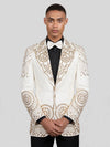 Ivory Gold Crystal Mandala Peak-Lapel Tuxedo Jacket 05