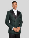 Forest Green Houndstooth Satin Peak-Lapel Six-Button Double-Breasted Tuxedo Jacket 03