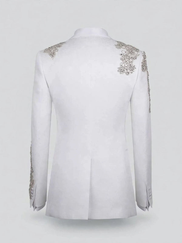 Ivory Crystal Shawl-Collar Tuxedo Jacket 09
