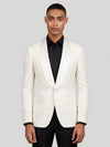 Ivory Textured Satin Shawl-Collar Tuxedo Jacket 04