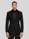 Onyx Jet Floral Shawl-Collar Tuxedo Jacket 06