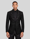 Onyx Crystal Scatter Shawl-Collar Tuxedo Jacket 06