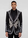 Onyx Silver Crystal Bouquet Shawl-Collar Tuxedo Jacket 04
