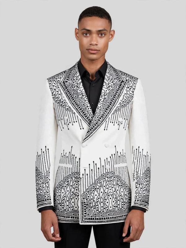 Ivory Jet Bead-Cascade Peak-Lapel Double-Breasted Tuxedo Jacket 04