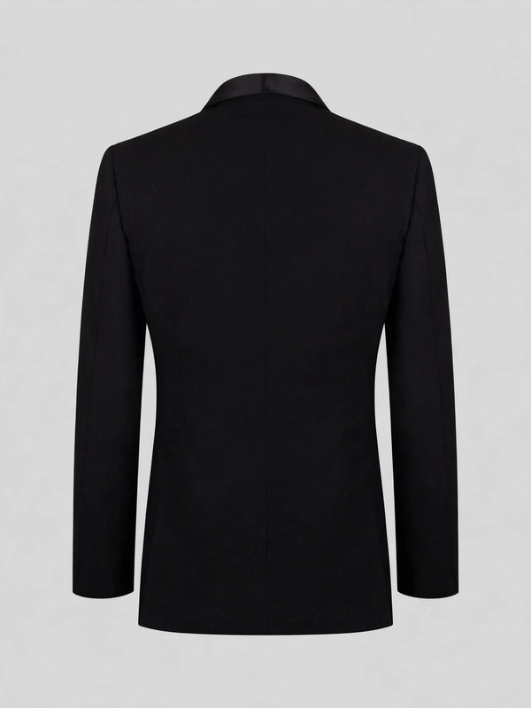 Onyx Silver Crystal Cluster Shawl-Collar Tuxedo Jacket 09