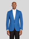 Azure Blue Single-Button Peak-Lapel Suit Jacket - cover