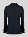 Slate Grey Diamond-Texture Satin Shawl-Collar Tuxedo Jacket 09