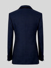Navy Black Houndstooth Satin Peak-Lapel Double-Breasted Tuxedo Jacket 09