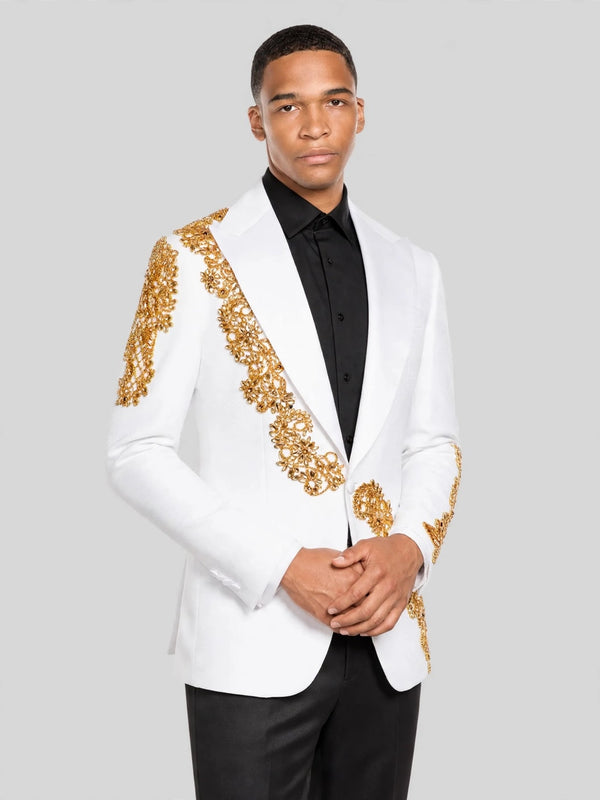 Ivory Gold Crystal Tuxedo Jacket 04