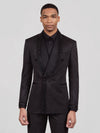 Onyx Jet Beaded-Trim Shawl-Collar Double-Breasted Tuxedo Jacket 04