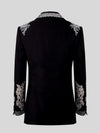 Onyx Silver Crystal Bouquet Shawl-Collar Tuxedo Jacket 09