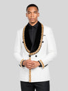 Ivory Gold-Leaf Velvet Shawl-Collar Double-Breasted Tuxedo Jacket 04