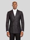 Charcoal Shadow-Stripe Six-Button Peak-Lapel Double-Breasted Suit Jacket - cover