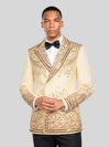Cream Gold Crystal Cascade Peak-Lapel Double-Breasted Tuxedo Jacket 02