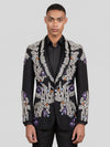 Onyx Silver Gem-Floral Shawl-Collar Tuxedo Jacket 04