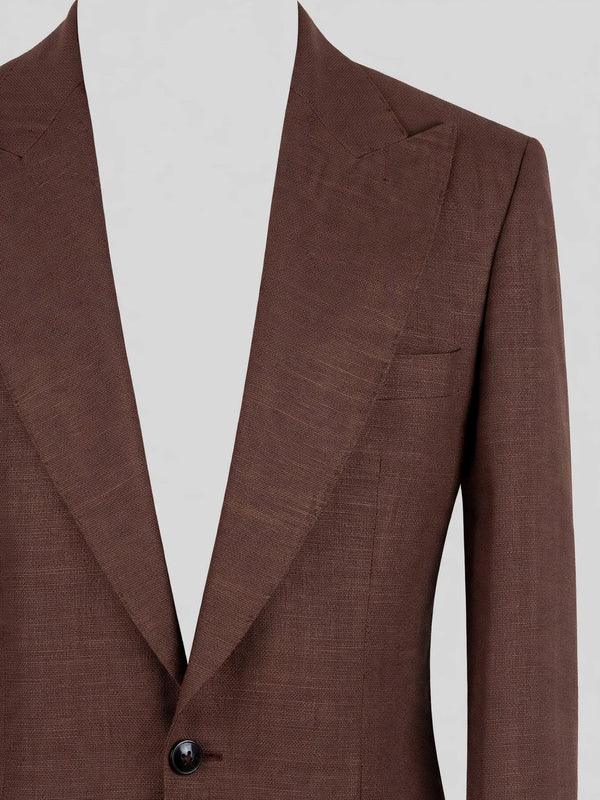 Chestnut Brown Single-Button Notch-Lapel Suit Jacket 08