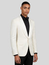 Ivory Textured Satin Shawl-Collar Tuxedo Jacket 06