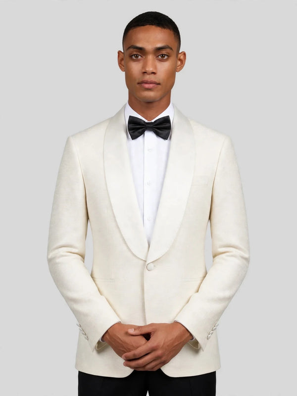 Cream Fine-Grain Satin Shawl-Collar Tuxedo Jacket 02