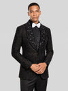 Onyx Crystal Scatter Shawl-Collar Tuxedo Jacket 05