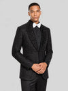 Onyx Jet Floral Shawl-Collar Tuxedo Jacket 05