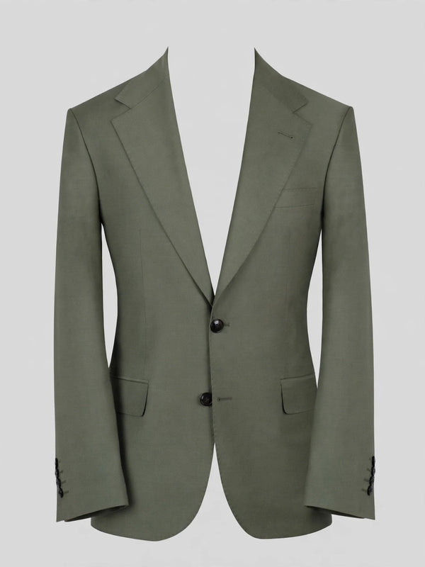 Sage Olive Two-Button Notch-Lapel Suit Jacket 07