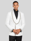 Ivory Silver Crystal-Trim Shawl-Collar Double-Breasted Tuxedo Jacket 06