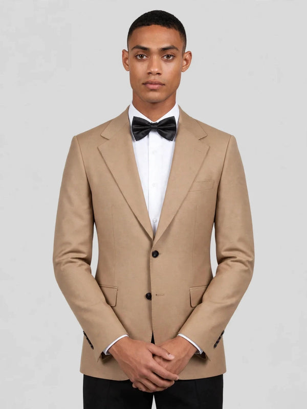 Camel Two-Button Notch-Lapel Suit Jacket 02