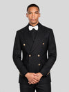Onyx Gold-Button Slant-Flap Peak-Lapel Double-Breasted Suit Jacket 05