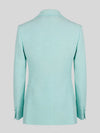 Mint Aqua Textured Shawl-Collar Tuxedo Jacket 09