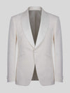 Ivory Grain-Textured Wide Shawl-Collar Tuxedo Jacket 07