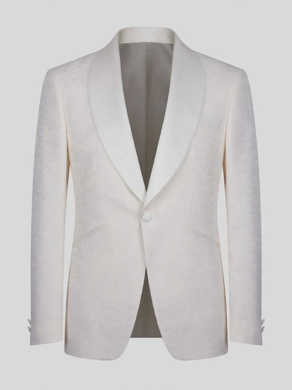 Ivory Grain-Textured Wide Shawl-Collar Tuxedo Jacket 07